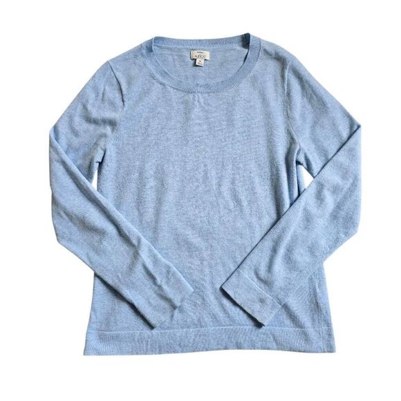 J. Crew Teddie Sweater Women's Medium Blue Knit Long Sleeve Thermal‎ Gorpcore - Picture 1 of 7